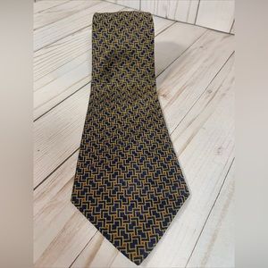 POLO RALPH LAUREN Blue Gold Handmade USA Silk Tie 56x3.75